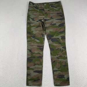 J Crew Camo Utility Chino Pants Women's 4 Skinny Flap Pockets Stretch Green